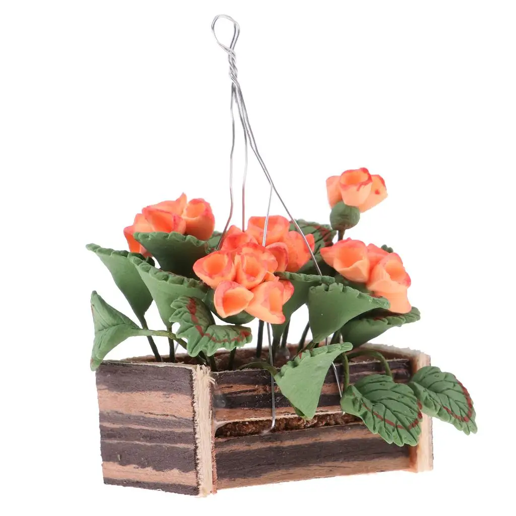 

1/12 Clay Hanging Flowers for Dolls Garden Decor