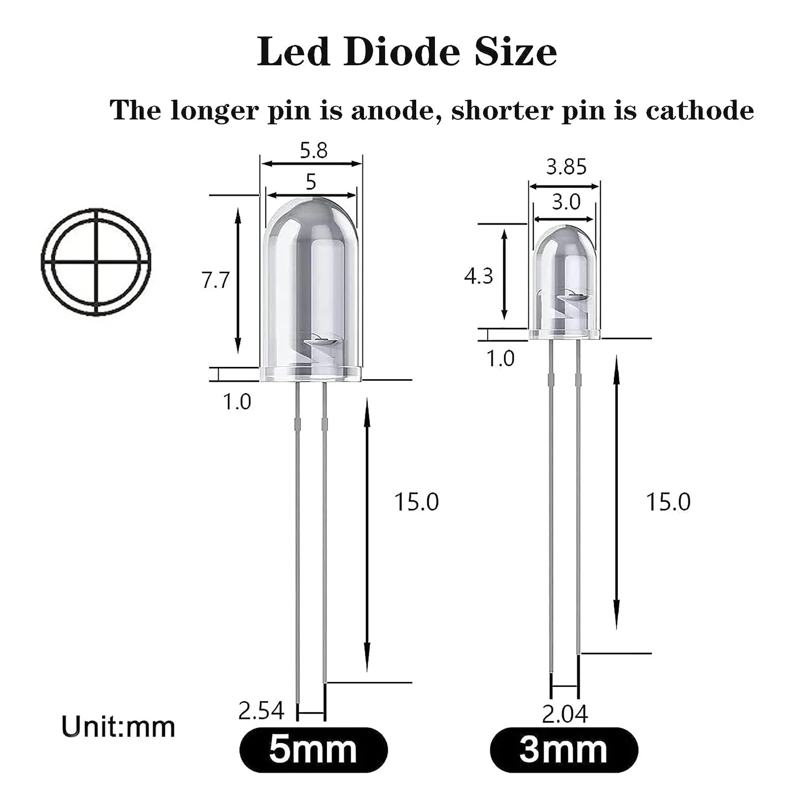 LED Light Kit 5mm LED Diodes Assortment F5 White Green Red Blue Yellow Orange