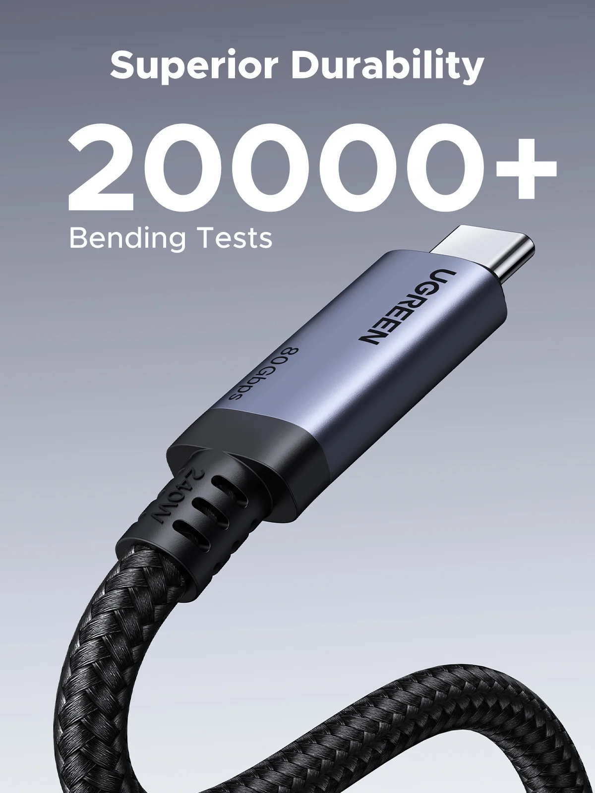 UGREEN High-Speed Aluminum Braided USB-C to USB-C Fast Charging Cable