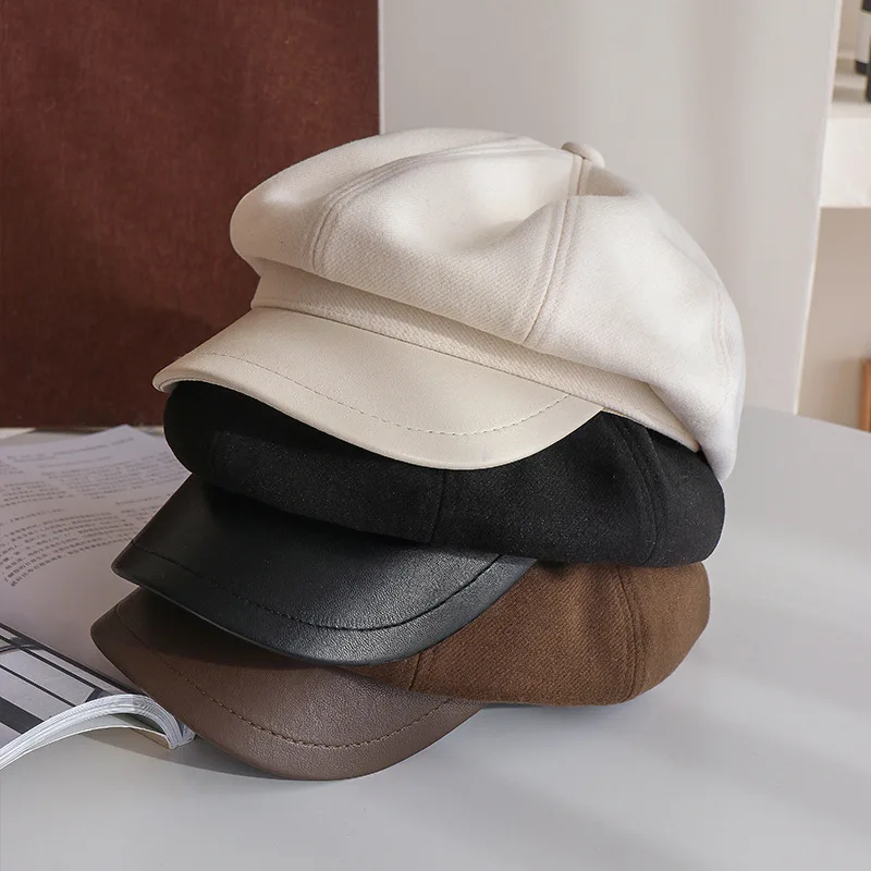 New Autumn Winter Classics 8 Panel Beret Hat for Women Girls Solid Color Vintage Female Newsboy Cap France Artist Painter Hat