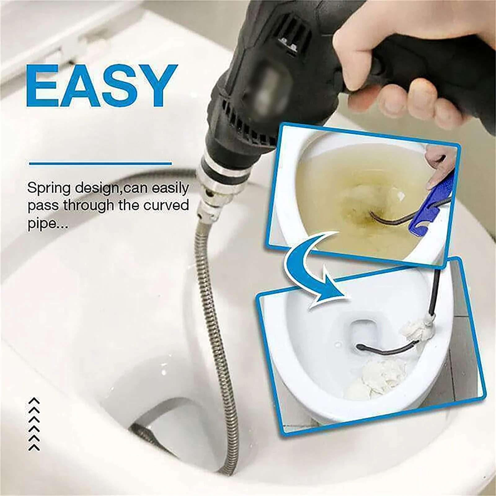 Pipe Dredging Tool Set Electric Drill Dredging Spring Pipe Bathroom Kitchen Drain Sinks Basin Pipeline Clogged Remover Tools