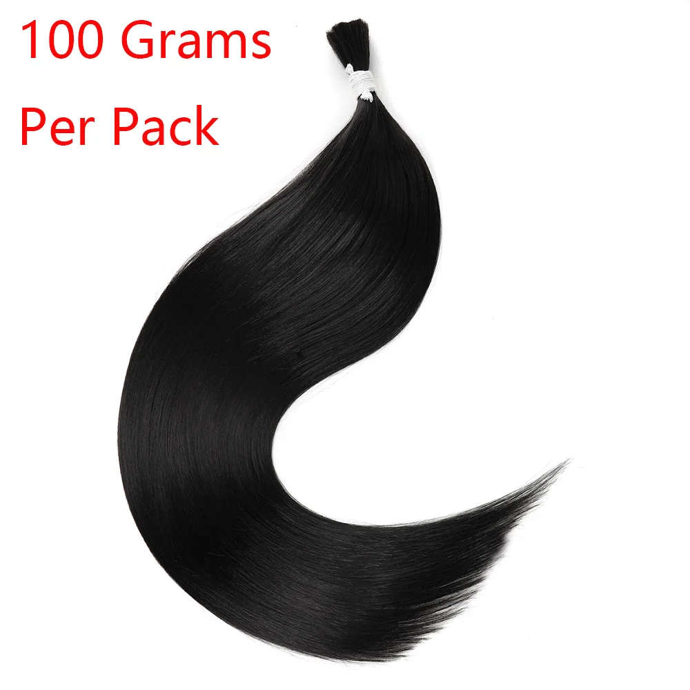 28inch/70cm Organic Fiber Straight Bulk Hair for Braiding - No Weft Synthetic Hair Extension for Braids 100g per Pack 2