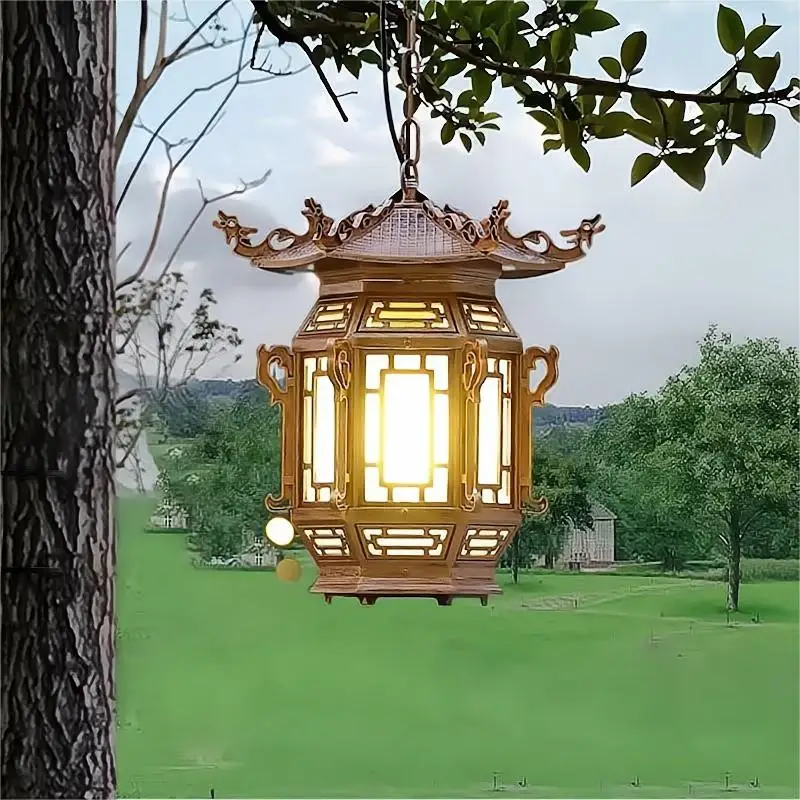 Classical Style Outdoor Chandelier Eaves Antique Gallery Lantern Corridor Lamp Courtyard Retro Outdoor Waterproof Pendant Light gallery