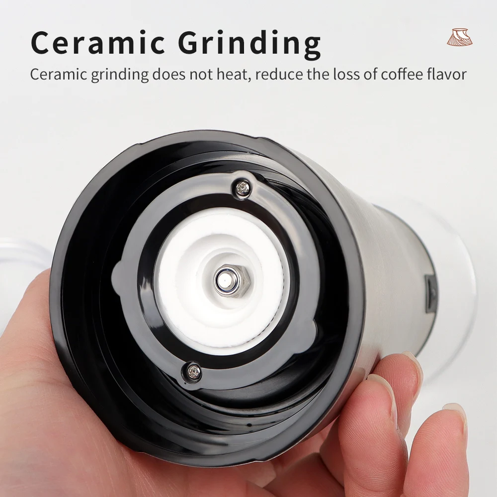 Stainless Portable Electric Coffee Grinder Ceramic Grinding USB Rechargeable