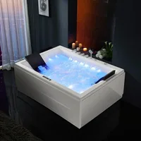 Whirlpool Bathtub for 2 People, Spray Bathtub, 71 Inch Massage Belt, 18 Water Nozzles+20 Air Nozzles, White Color Therapy 1