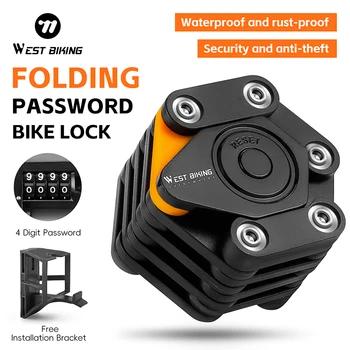 WEST BIKING Lucchetto Pieghevole per Bicicletta con 4 Cifre, Antifurto Portatile per E-Bike e Monopattini, Lucchetto a Combinazione Pieghevole, Accessorio per Ciclismo
