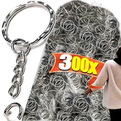 Metal Split Ring Keychain with Hanging Chain - DIY Keyring and Key Pendant Accessory (Thread rings - 300pcs)