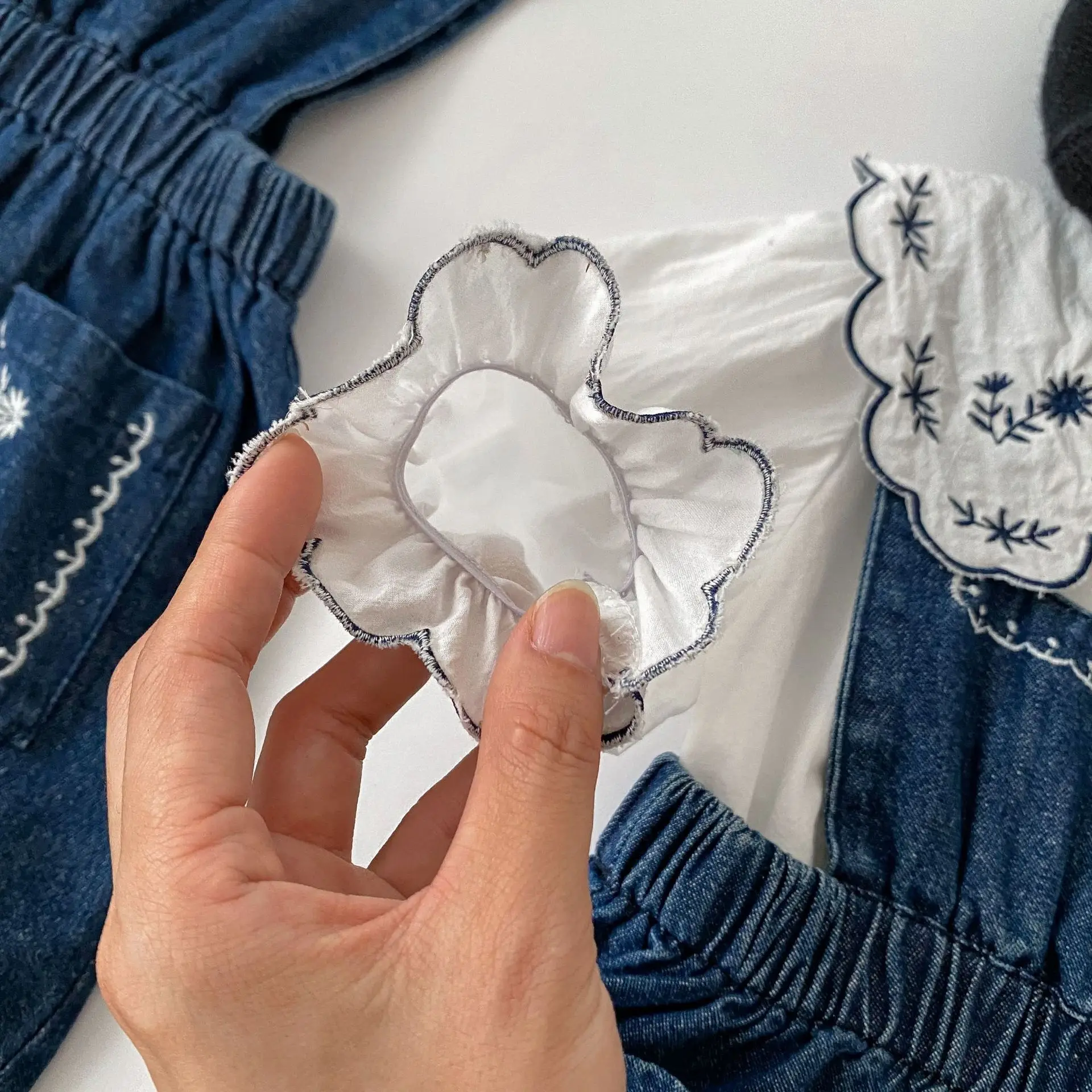 8509 Baby Girl's Clothes Spring New Embroidered Lapel Girl's Long Sleeve Shirt 0-3Year Doll Shirt Tops
