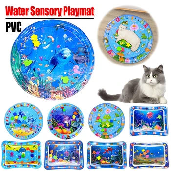 Thickened Water Sensor Mat with Fish Sea Water Tummy Time Mat Water Play Mat Cat Mat Pet Supplies Summer Cat Pets Accessories