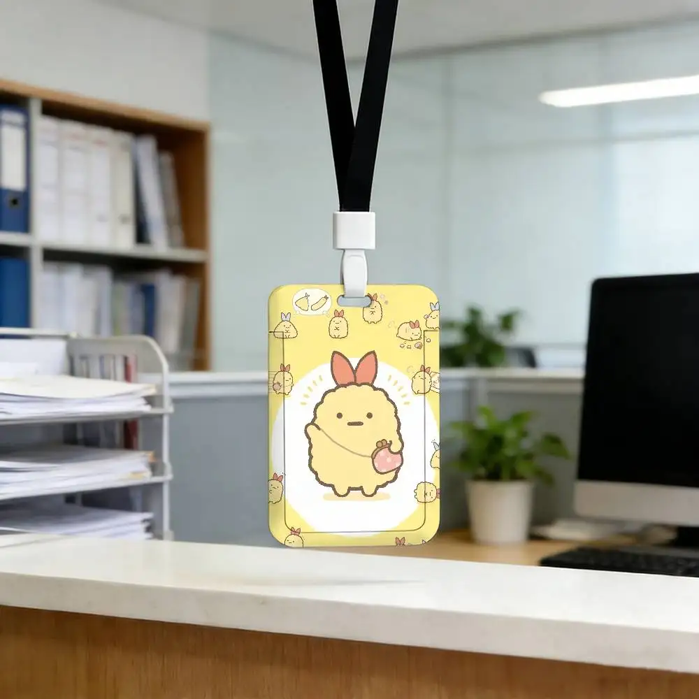 귀여운 S-Sumikko G-Gurashi 카드 커버 홀더 학생증, 직장 배지, 교통 카드, 회원 카드용 목걸이 끈 케이스