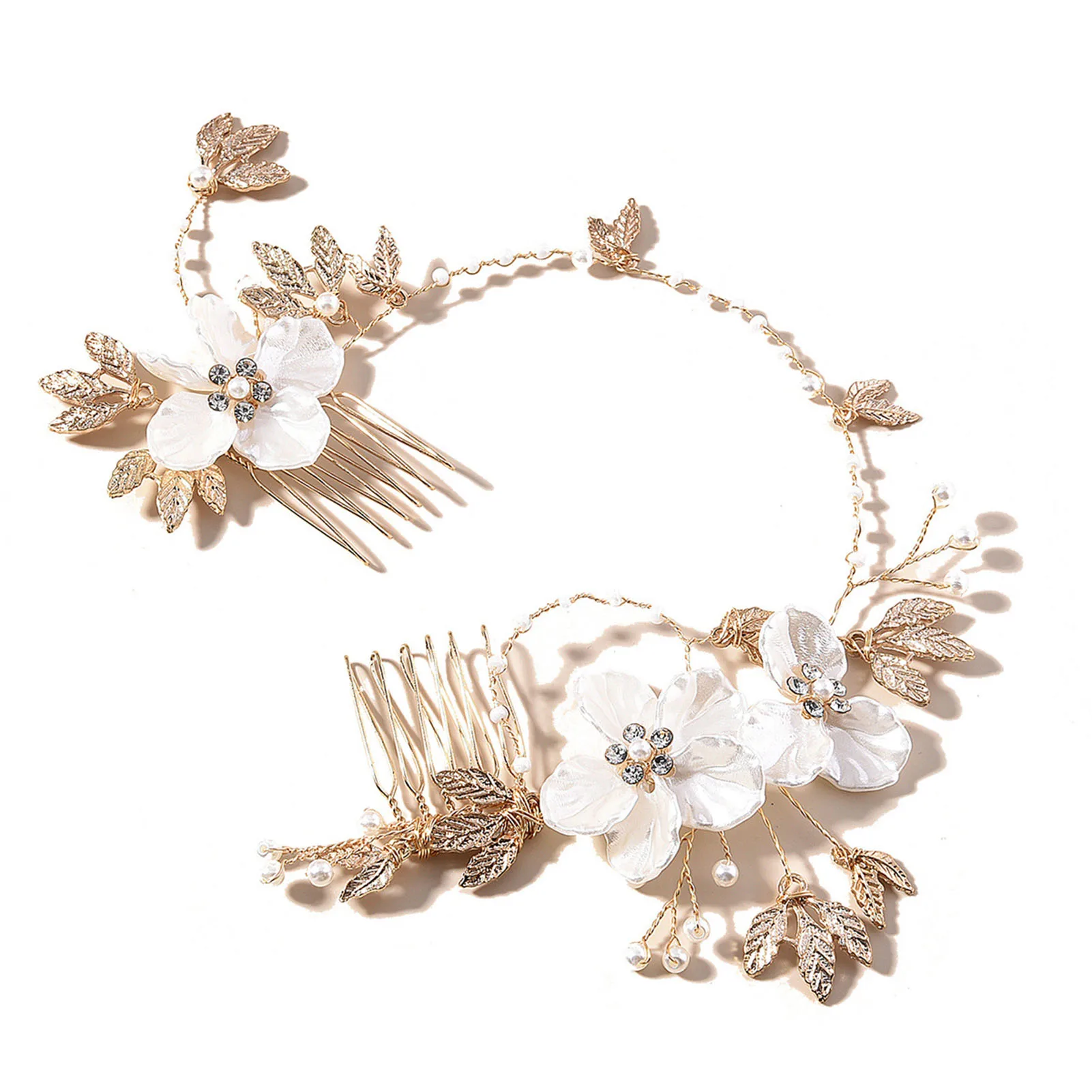 

Bride Hair Side Comb Tiara Handmade Dual End Hair Comb Elegant Headdress for Female Daily Headdress Jewelries