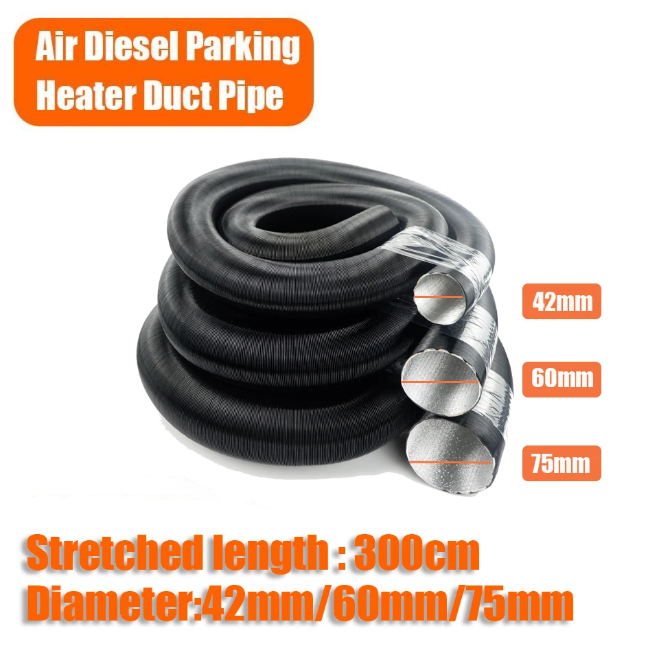 LAZIRO 42mm/60mm/75mm 300cm Diesel Standheizung Kanal Rohr Schlauch schwarz  passend for Webasto passend for Eberspacher Heizung (Color : Diameter 42mm)  : : Auto & Motorrad