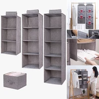 Cotton Linen Hanging Storage Bag Drawer Style Wardrobe Organizer Box Clothes Organizer Holder Collapsible Hanging Storage Shelve 1