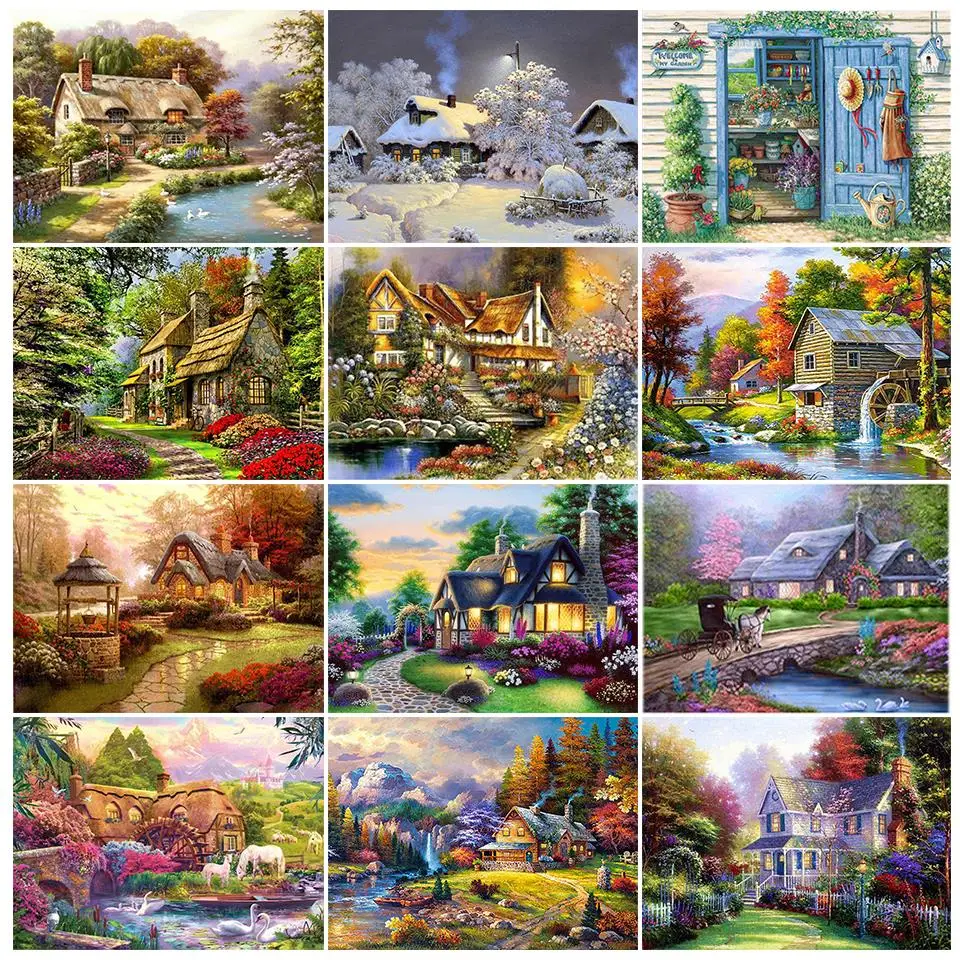 5D DIY Diamond Painting Landscape House Rhinestone Art Picture Full Square/Round Diamond Embroidery Mosaic Home Decoration Gift diamond painting diamond art painting kit diamond painting set