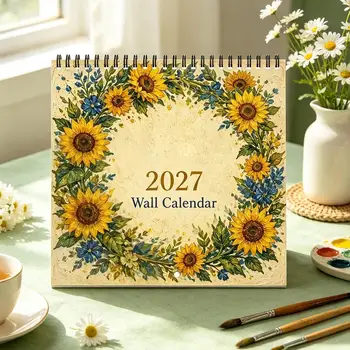 Calendario da Parete 2027 Gennaio-Dicembre, Planner Decorativo con Girasoli, Agenda Mensile per Casa, Dormitorio, Ufficio, Scuola, Fattoria