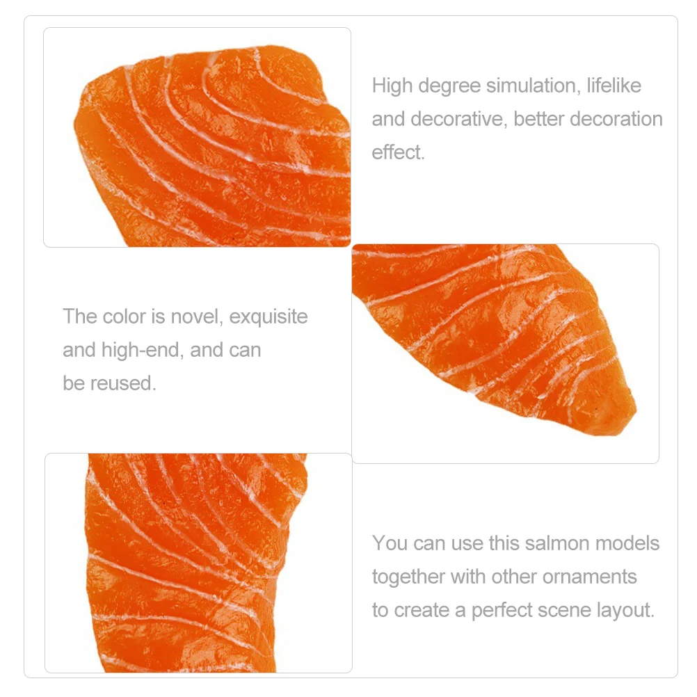 Salmon Fake Meat Model Artificial Display Decor Props Prop Models Toy Simulation Play Sushi Realistic Simulated Lifelike Kitchen artificial burger model