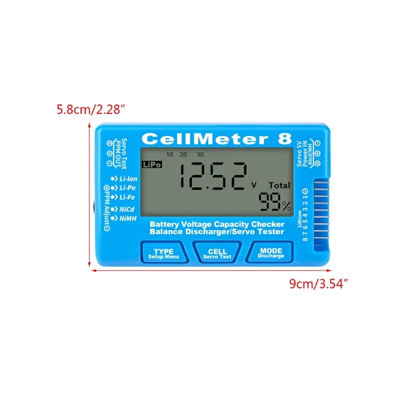 Cellmeter-8 배터리 용량 전압 테스트 미터 Lipo-Nimh 미터 고품질 85WC