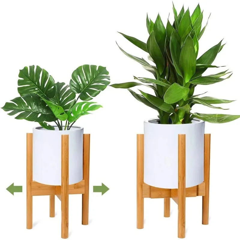 Adjustable Wooden Plant Stand Modern Bamboo Planter Holder Indoor Outdoor Flower Pot Stand Multiple Sizes Plant Display Rack 5