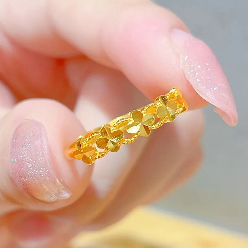 Fashion 14 K Lucky Clover Gold Color Ring for Women Bride