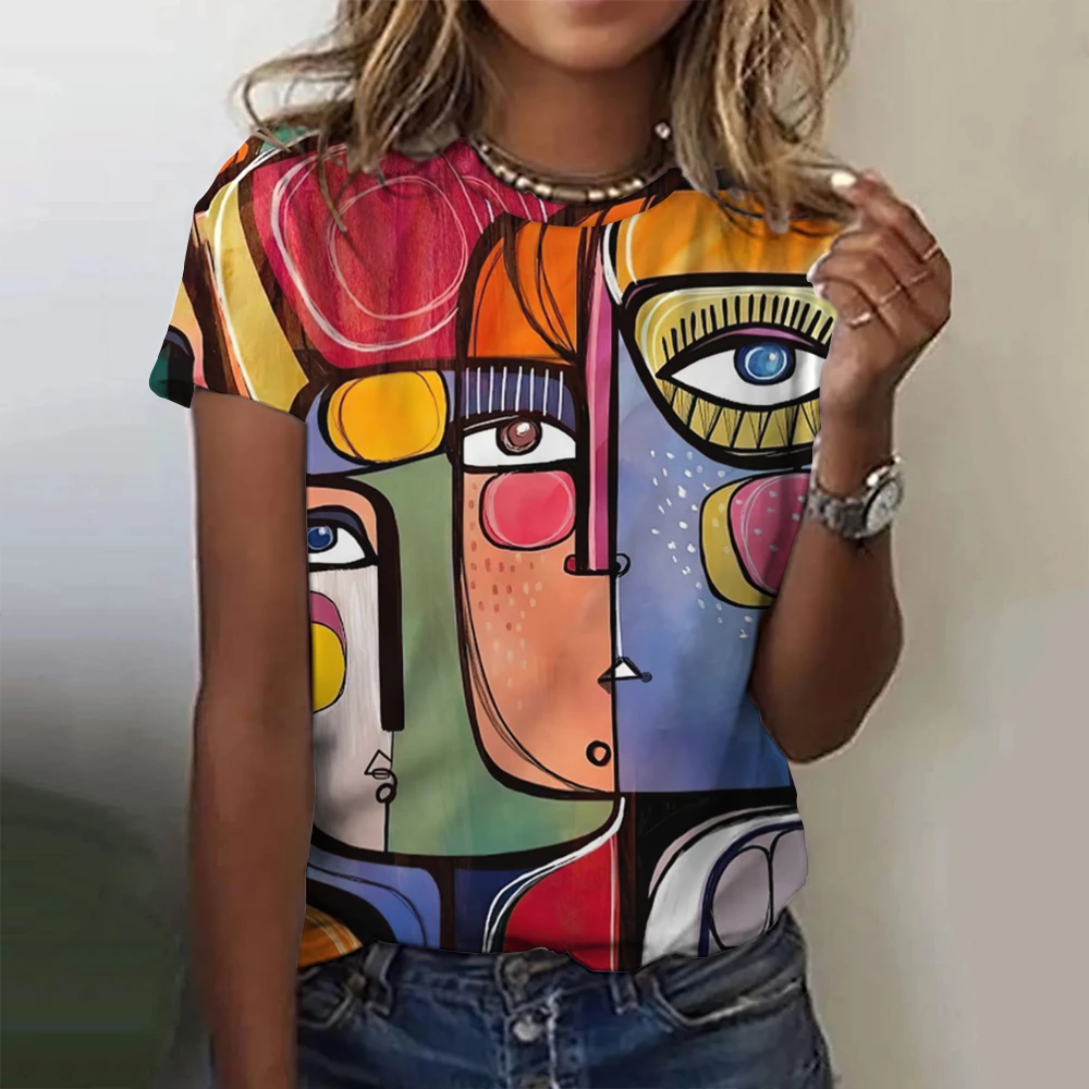 Dam t-shirt för sommar med 3d blommig tryck oversized topp_voghion.com