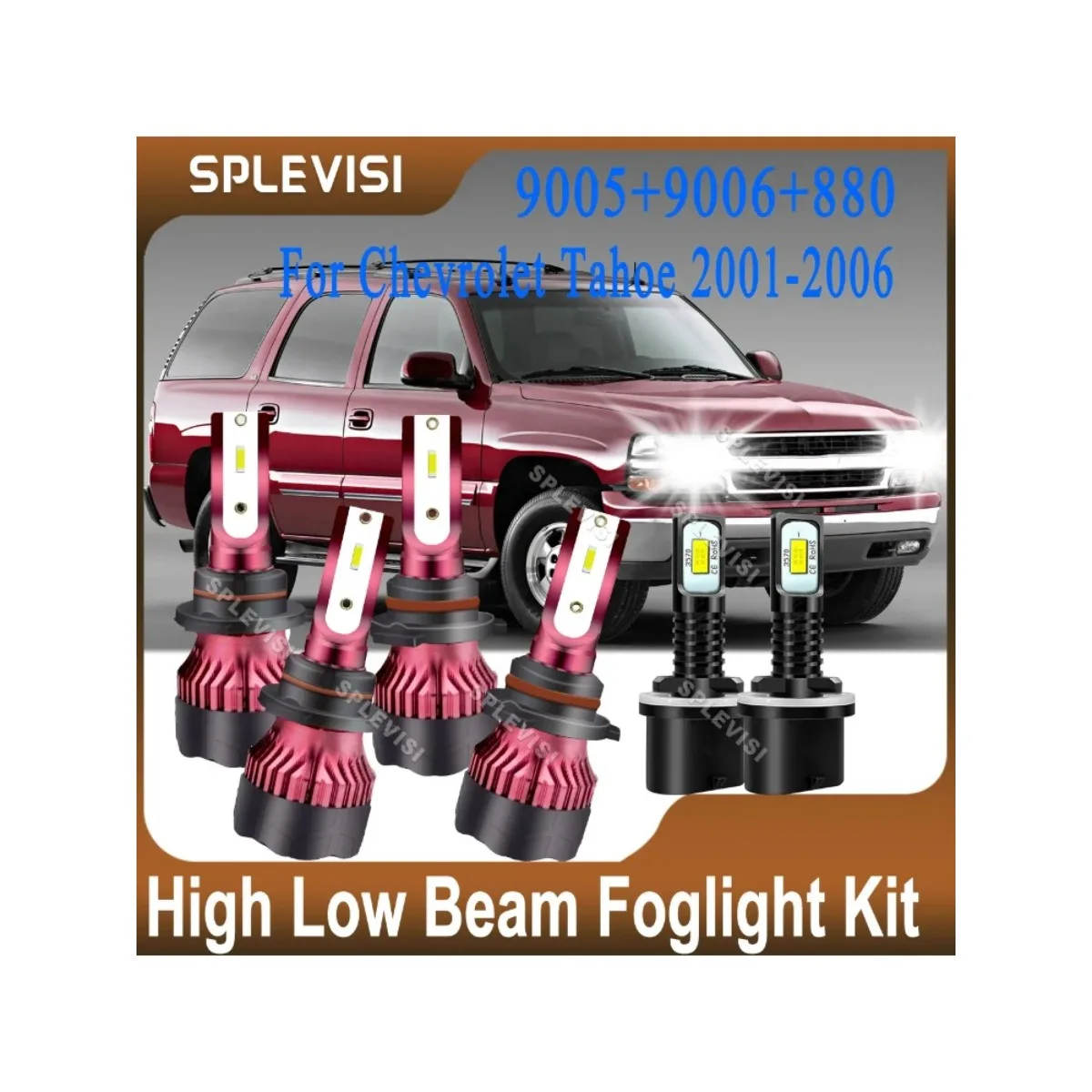 

White Conversion Kit LED Headlight Hi Beam 9005/HB3 Low Beam 9006/HB4 Foglight 880 For Chevrolet Tahoe 2001 2002 2003 2004 2006