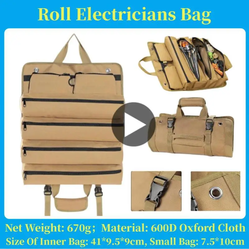 

Multi-Purpose Portable Oxford Fabric Multi Pocket Household Car Tools Storage Roll Pouch Hardware Kit Electrician Handle Bag