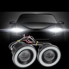 

2pcs 12V Universal Fog Light COB LED DRL Driving Lights Multiple Colors Choose Waterproof Super Bright Angel Eyes Fog Lamp 76mm