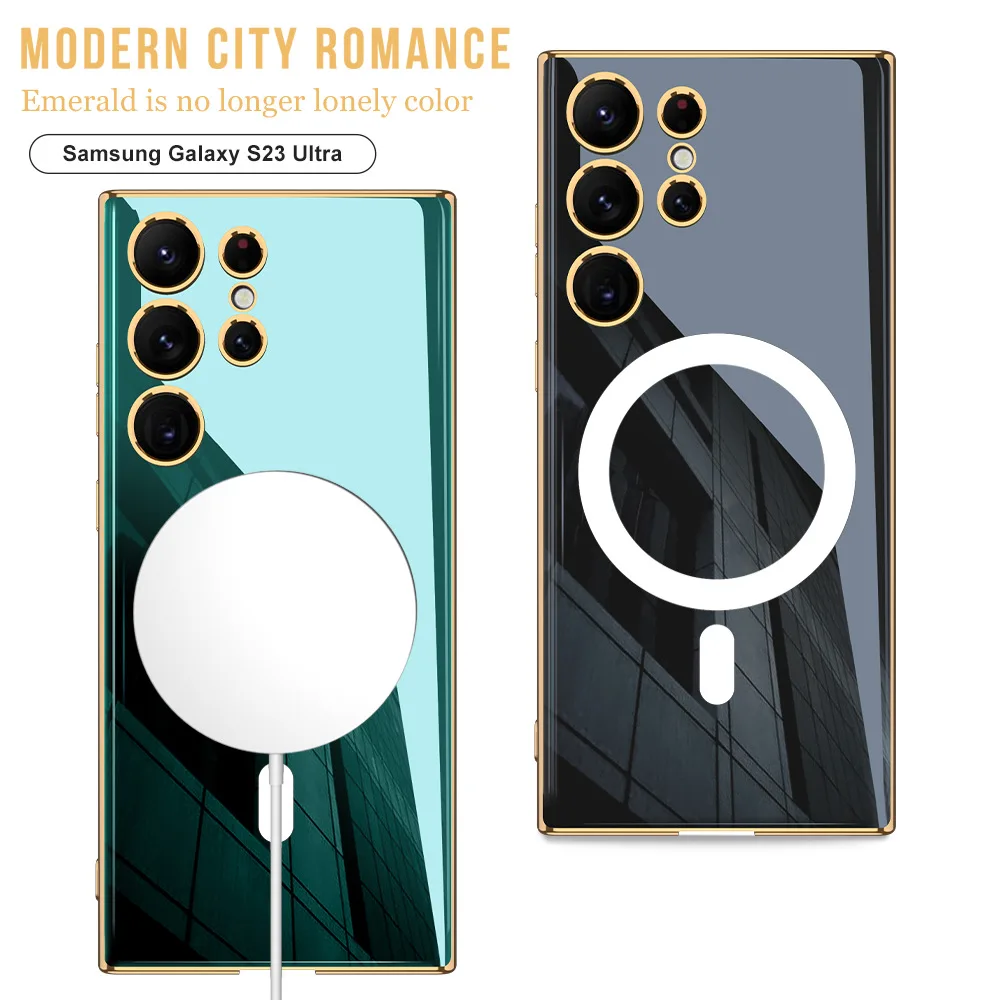 

For Samsung S23Ultra case solid color electroplated wireless charging anti drop protective case