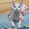 Fashion Sphynx Cat Full Dress with Bow Sweet Pet Wedding Dresses Clothes for Cats Gotas Kitten Skirt mascotas Costume vestidos 3
