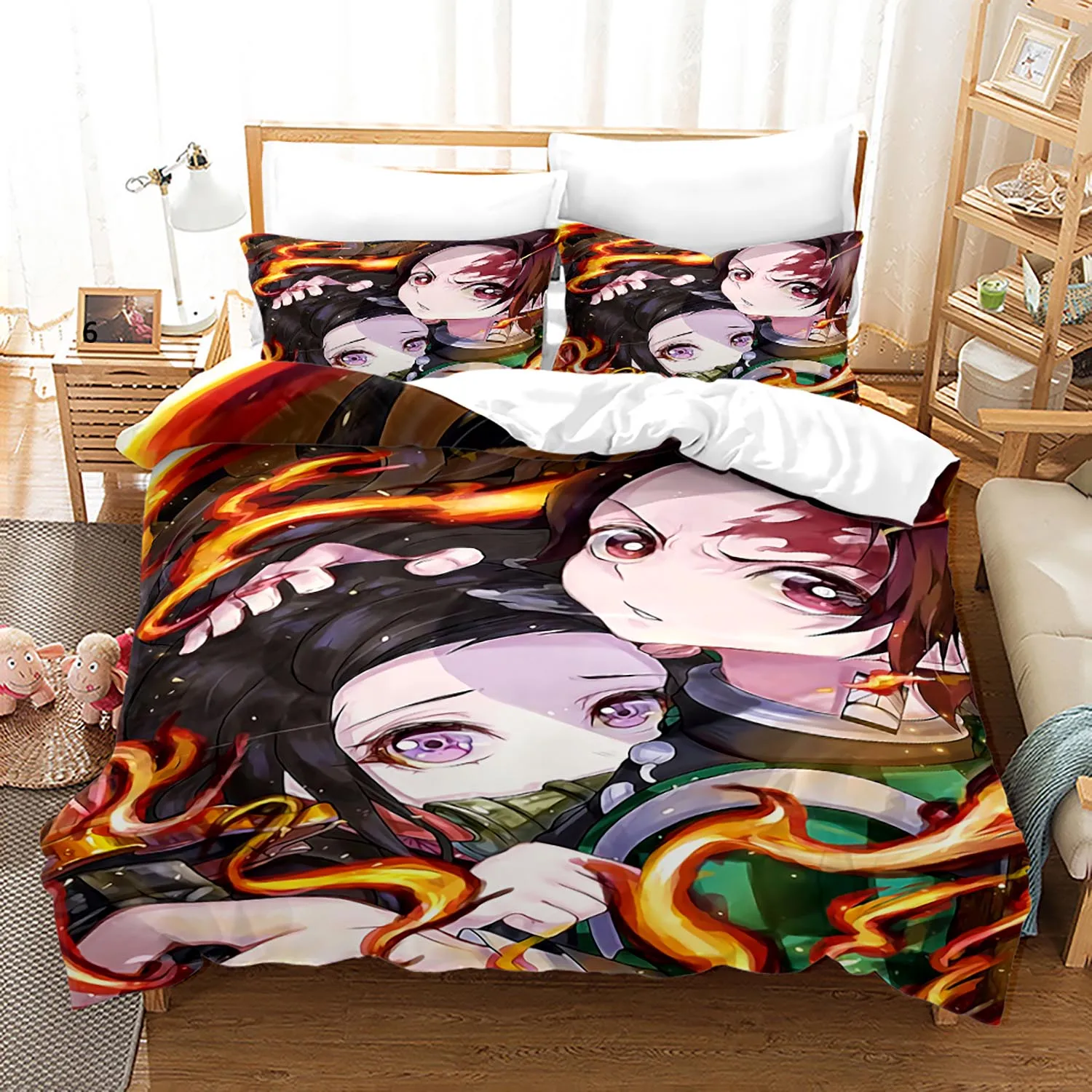 Bedding Sets hot Demon Slayer Bedding Set Single Twin Full Queen King Size Demon Slayer Bed Set Children Kid Bedroom Duvetcover Sets 3D Print 020 christmas bedding