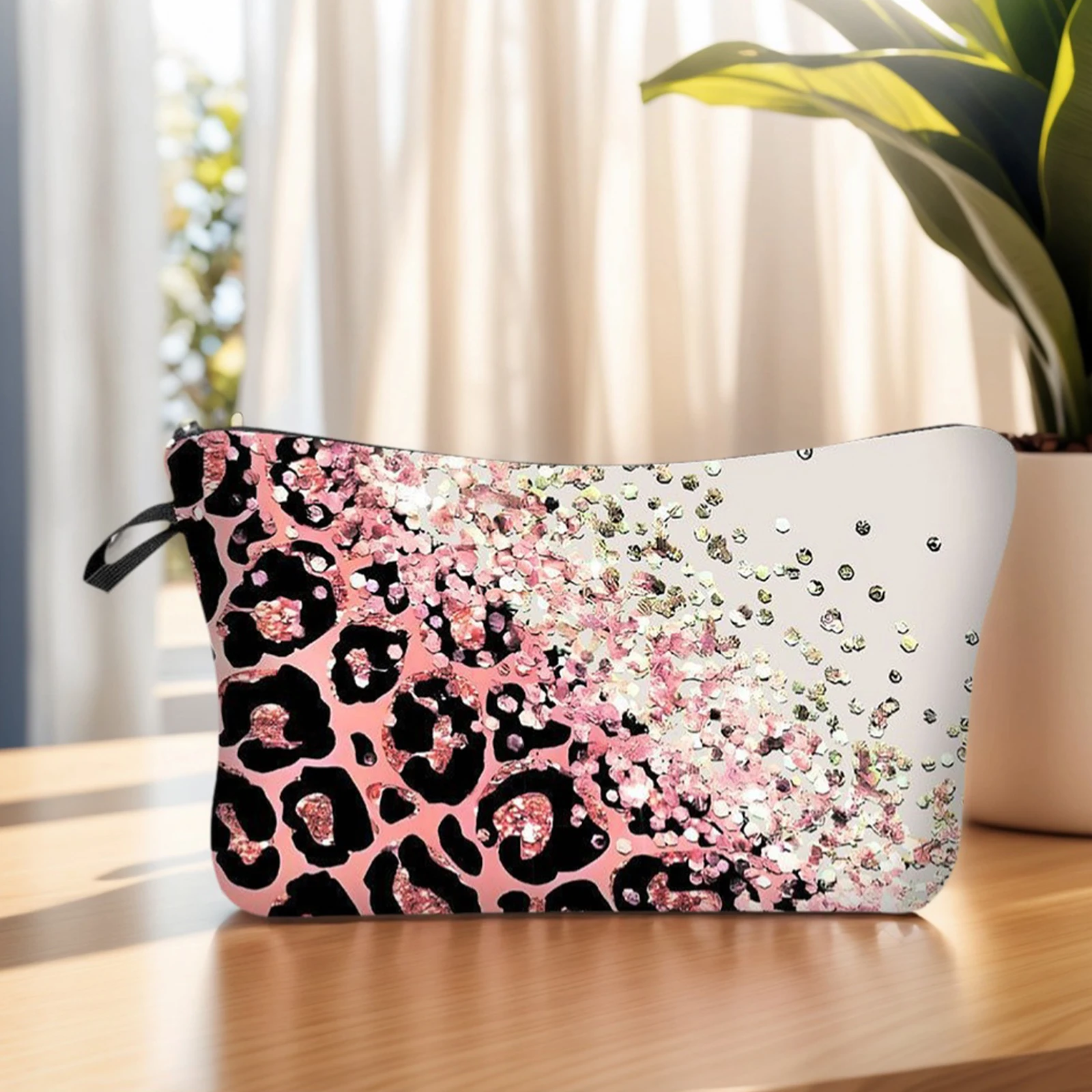 Animal Print Small Cosmetic Bag Lightweight Portable Pouch Purse Cute Pouch Wash Bag Multi-Functional for Women Travel Makeup