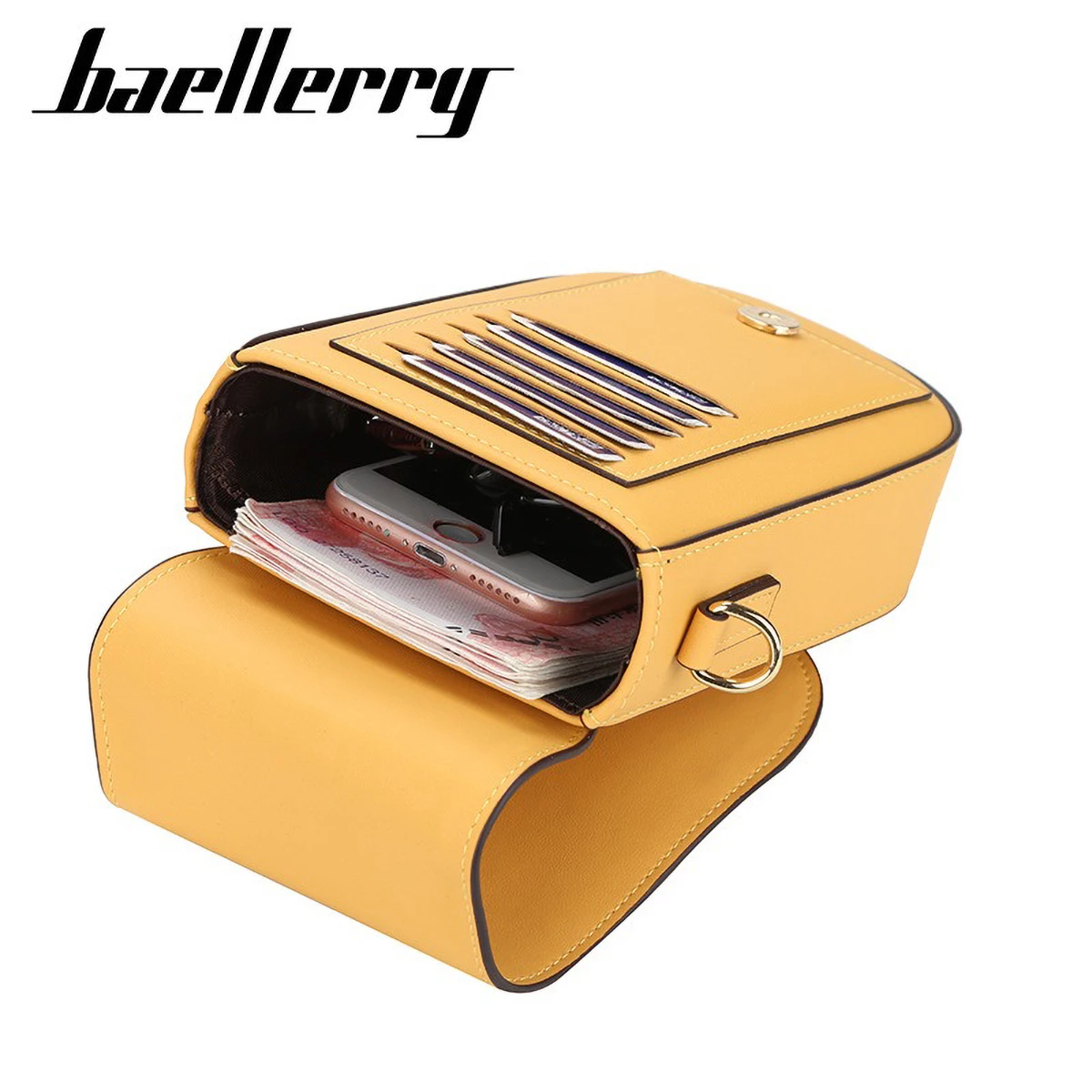 Baellerry Minimalist Crossbody Phone Bag 2025, PU Leather Sling Bag with 6 Card Slots & Zipper Pocket for Daily Essentials