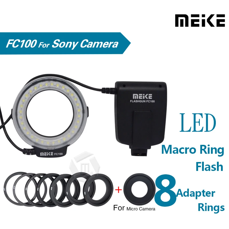 Meike FC-100 LED Macro Ring Flash light for Nikon Canon Olympus Fujifilm Pentax Camera