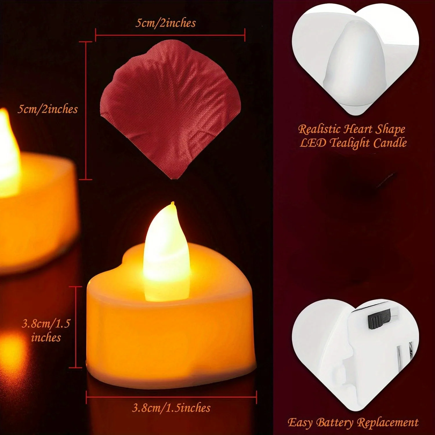 12 Pcs Flameless Romantic LED Candles with 1000 Pcs Artificial Rose Petals for Wedding Anniversary Decor