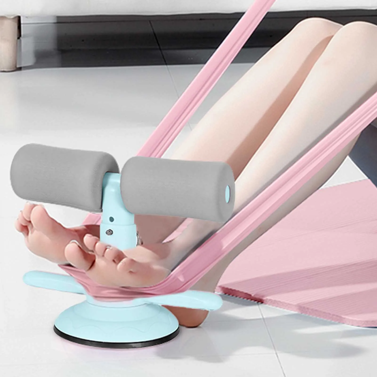 Sit Up Trainer Adjustable Sit-Up Assistant Device Self-Suction Sit Up Bar Multifunctional Abdominal Trainer Abdominal Device For