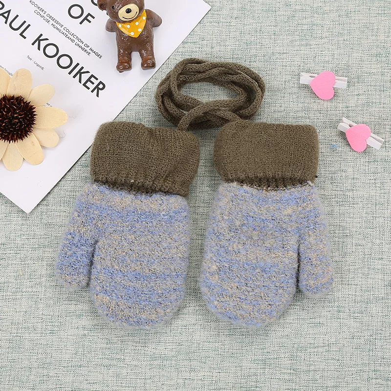 Cartoon Baby Mittens Winter Warm Kids Baby Boys Girls Knitted Gloves For Children Toddler Kid