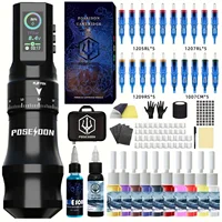 Tattoo Kit POSEIDON High Quality Tattoo Pen Kit For Permanent Makeup Tattoo Machine New Cool Tattoo Power Supply Tattoo Gun Kit 1