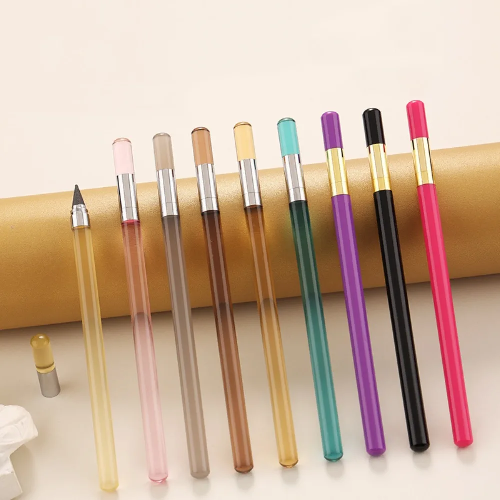 

HB Acrylic Eternal Pencil Creative Unlimited Writing Reusable Transparent Rod Not Easily Broken School Supplies
