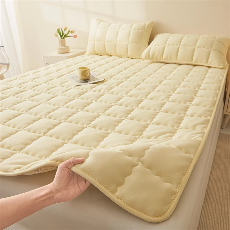 1 coprimaterasso trapuntato spazzolato singolo/queen/king antiscivolo ssi Materasso semplice delicato sulla pelle in tinta unita 