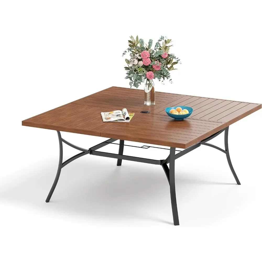 

Outdoor Garden Table and Chairs Set, with Adjustable Umbrella Hole Table for Garden Deck, Outdoors Table and Chairs Set