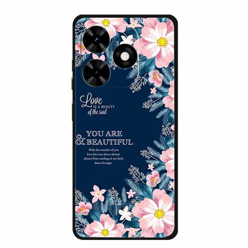 Luxury TPU Silicone Soft Back Cover with Floral Design - Shockproof Phone Case
