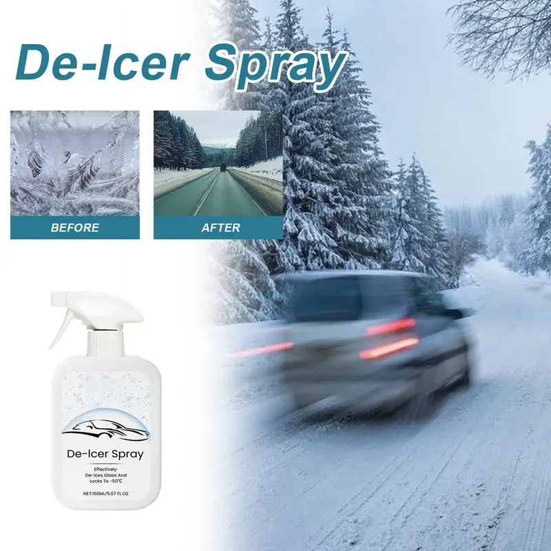 Windshield Deicer Spray Ice Melt Spray Agent Window Defroster 150ml Windshield Glass Defroster Snow Melting And Deicing Agent