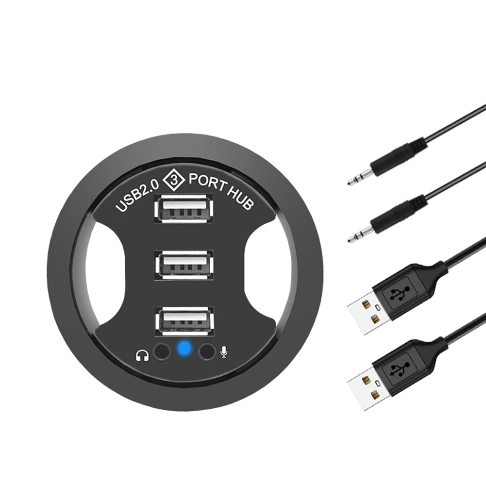 USB Hub USB 2.0 Desktop Grommet 2.0 Hub Audio Desk Mount Adapter 3 Port Mount in Desk Multi Ports usb hub