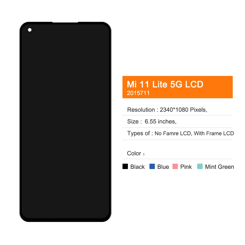 Ecran Complet Pour Xiaomi Mi 11 Lite 5G Taille 6.55 Vitre