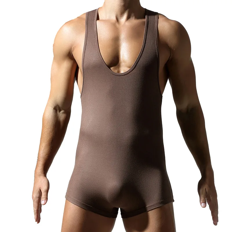 Mens Bodysuit Undershirts Slim Shaper Onesie Vest Jumpsuits Bodywear Sports Bodybuilding Singlets