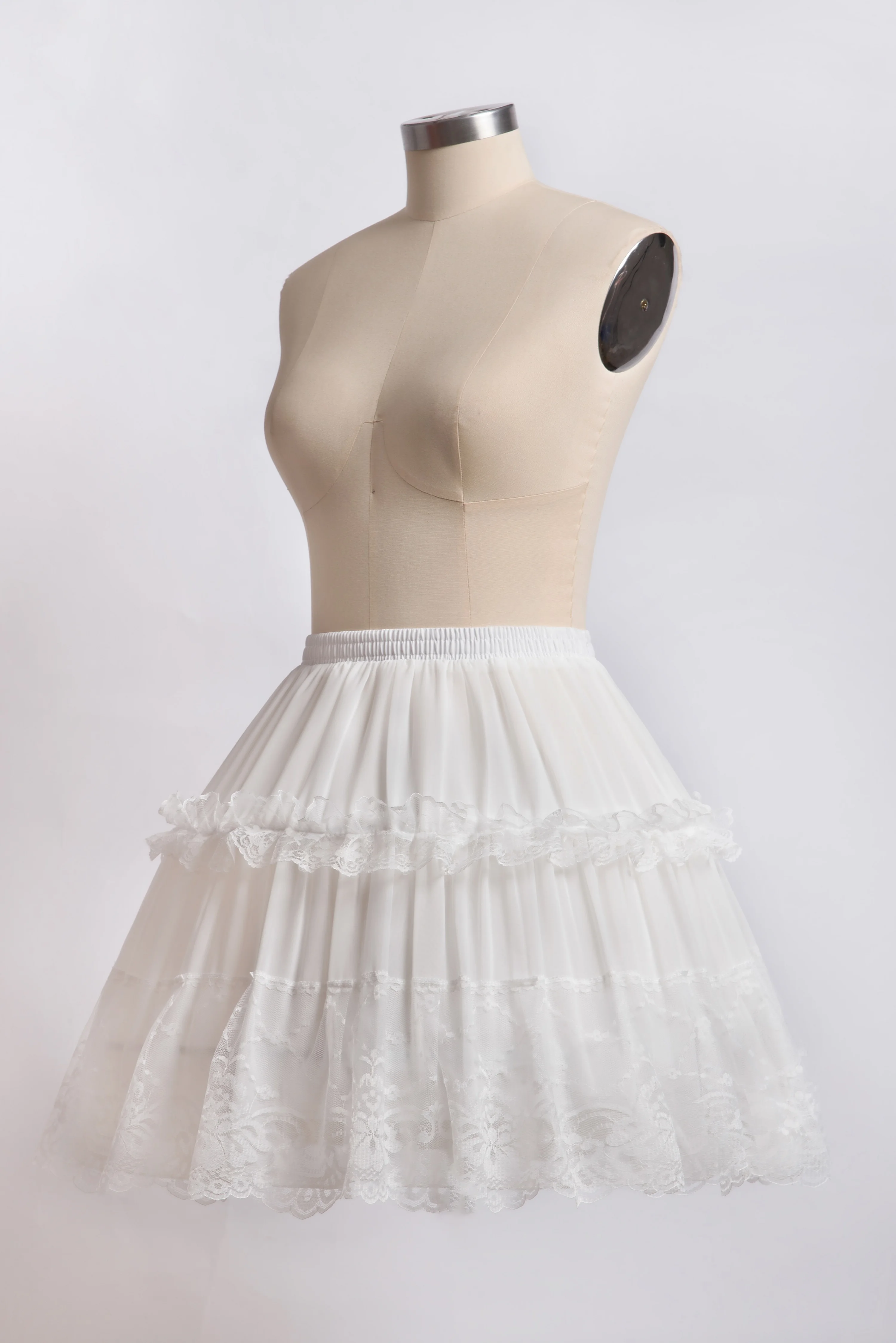BABYONLINE Bridal Petticoat Tutu Skirt Bell Shaped A-line Shaped Adjustable Chiffon 46cm Long Lolita Petticoat