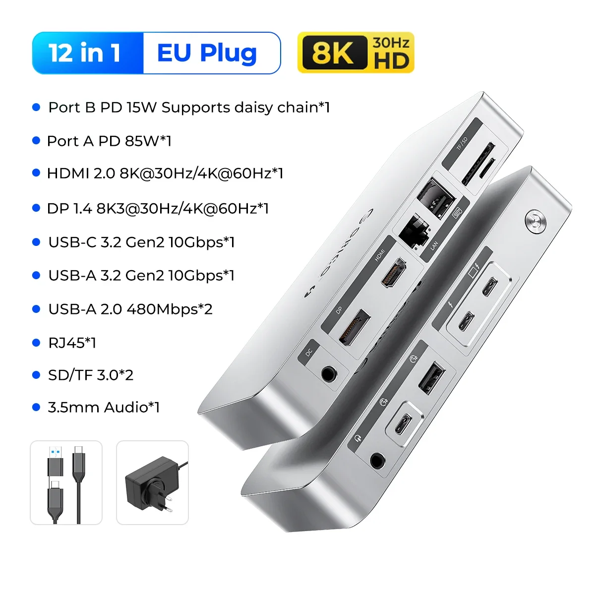 ORICO Thunderbolt 4 Docking Station USB C Splitter 8K@30Hz