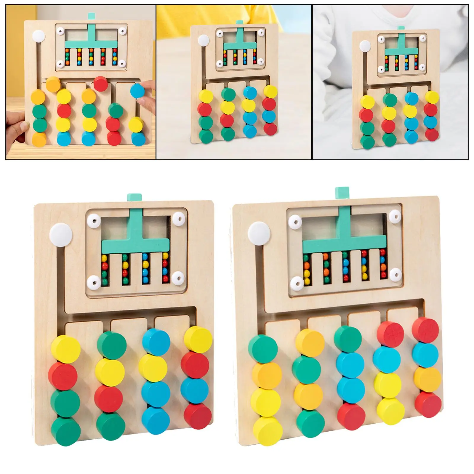 Montessori Wooden Color Matching Puzzles Board Logical Game Fine Motor Skill Educational Toy for Gift Boys and Girls Travel Toy