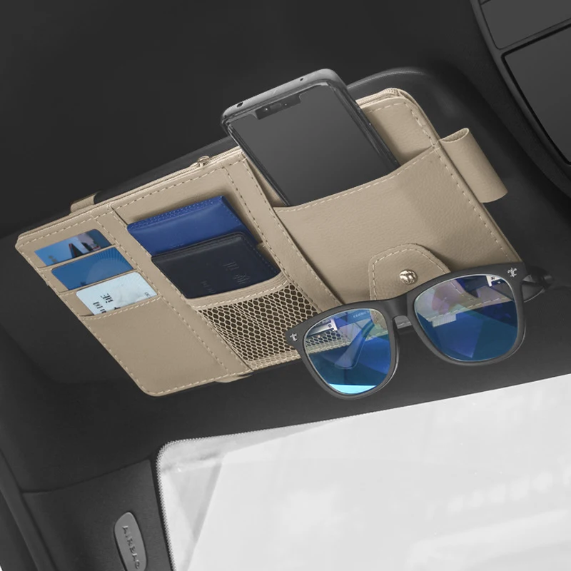 Car Sun Visor Organizer Auto Pocket Organizer Car Truck Storage Pouch  Glasses Bill Pen Card Holder Multi-Pocket Net Zipper - AliExpress