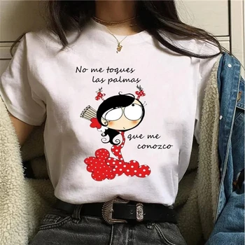 Women T-shirts Harajuku Tops Shirts Short Sleeve High Heel Print Flamengo Dance Tees Cartoon Graphic Female O-neck Shirt Clothes 1